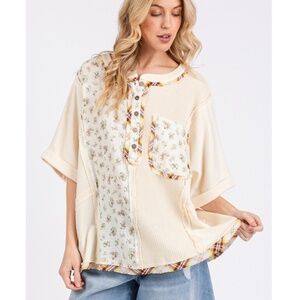 Floral Patchwork Cream Top